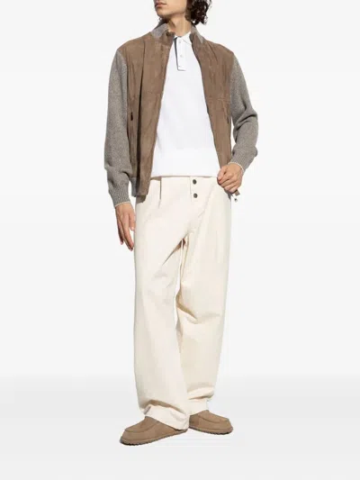 Paul&amp;shark Riviera Suede Wool Cashmere Full Zip Sweather In Multi