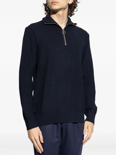 Paul&amp;shark Shark Tag Tech Wool Half Zip Sweater In Black