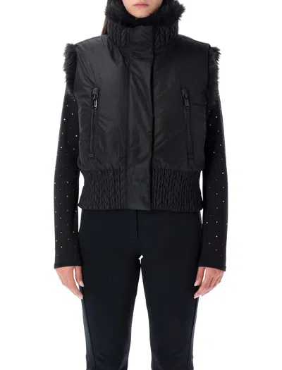 Goldbergh Dahlia Reversible Faux Fur Bodywarmer In Black