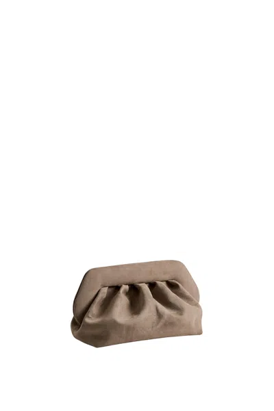 Themoirè Medium Bios Clutch Colour Mud Suede Effect In Gray