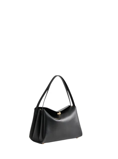 Themoirè Structured Shoulder Bag Metal Hardware In Black