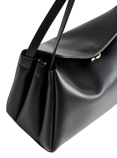 Themoirè Structured Shoulder Bag Metal Hardware In Black