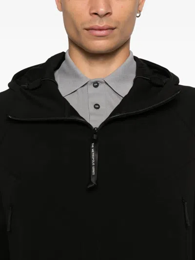 C.p. Company Sweatshirts Hooded Open In Black