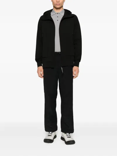 C.p. Company Sweatshirts Hooded Open In Black