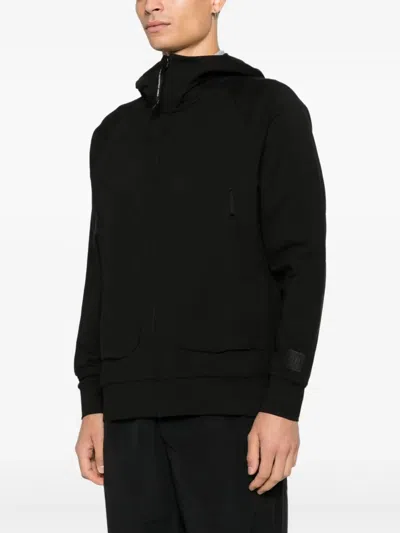C.p. Company Sweatshirts Hooded Open In Black