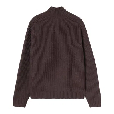 Carhartt High Neck Ribbed Knitwear With Chest Pocket In Burgundy