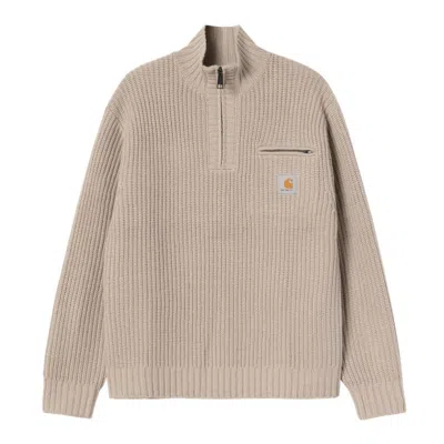 Carhartt Half-zip Knitted Pullover With Ribbed Texture In Neutral