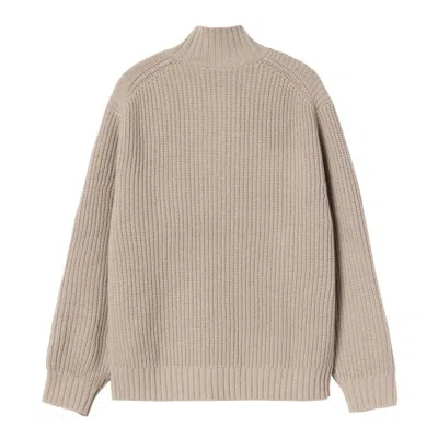 Carhartt Half-zip Knitted Pullover With Ribbed Texture In Neutral