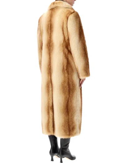 Stand Studio Straight Silhouette Electric Red Synthetic Fur Coat In Neutral