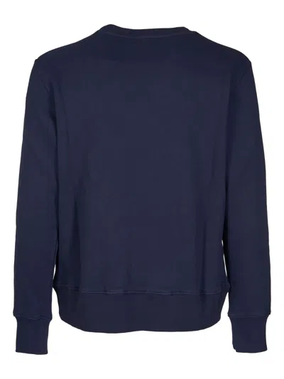 Autry Blue Crewneck Sweater With Logo Embroidered On The Front In Cotton Man In Blue