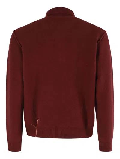 Fortela Woven Wool Zippered Sweatshirt In Burgundy
