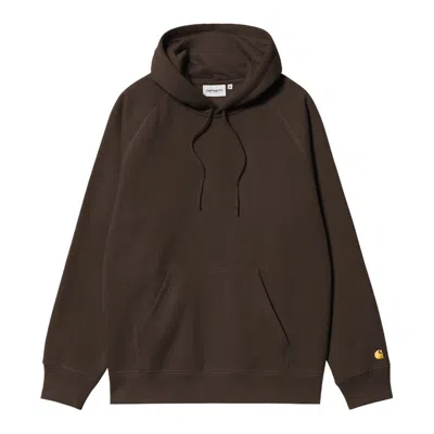 Carhartt Wip Chase Hoodie With Embroidered Logo In Brown