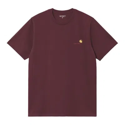 Carhartt American Script Organic Cotton T-shirt In Burgundy