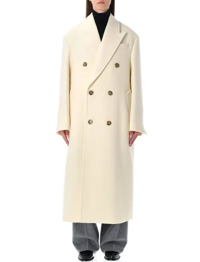 Ami Alexandre Mattiussi Ami Paris Ami Paris Wool Double-breasted Long Coat In White