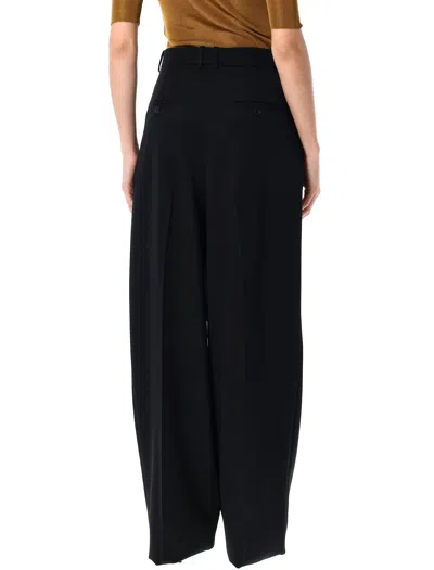 Saint Laurent Grain De Poudre Wide-leg Pants In Black