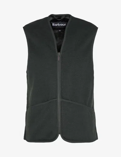 Barbour Zip-front Pocket Fleece Vest In Green