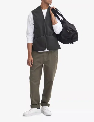 Barbour Zip-front Pocket Fleece Vest In Green