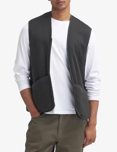 Barbour Zip-front Pocket Fleece Vest In Green