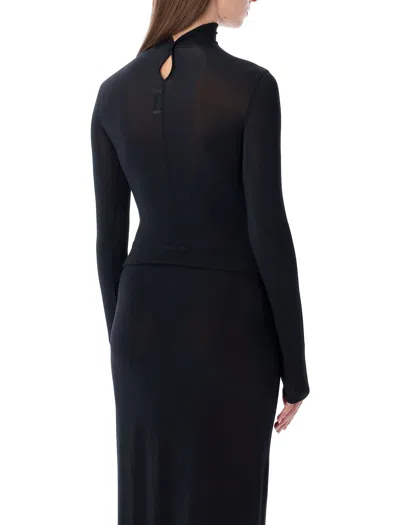 Jean Paul Gaultier Long-sleeve High-neck Body With Lingerie Details In Blue