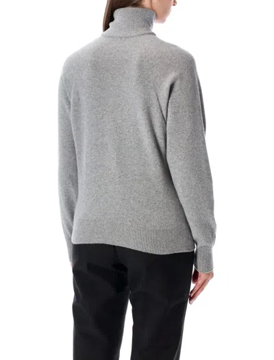 Balmain Grey High-neck Wool Sweater With Gold Buttons In Gray