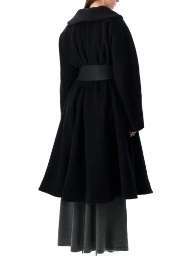 Balenciaga Black Wool Wrap Coat In Black