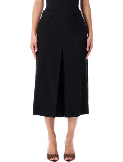 Saint Laurent Black Wool Midi Length Culottes In Black