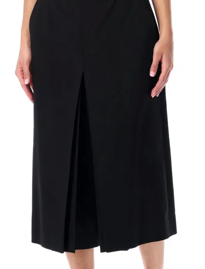Saint Laurent Black Wool Midi Length Culottes In Black