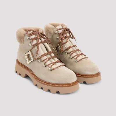 Roger Vivier Viv Rangers Truck Booties In Suede Beige In Brown
