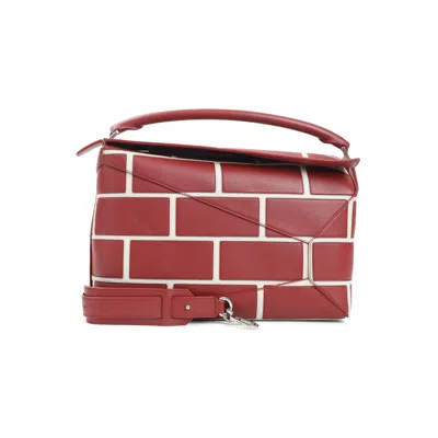 Loewe Large Brick Puzzle Edge Shoulder Bag In Red
