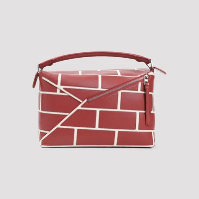 Loewe Large Brick Puzzle Edge Shoulder Bag In Red
