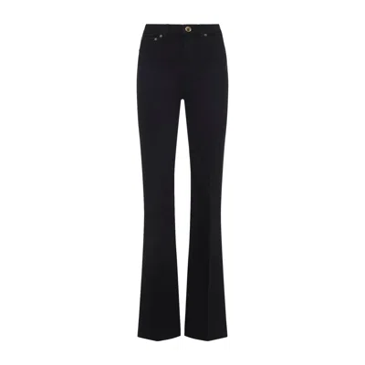 Roberto Cavalli Mirror Snake Monogram Bootcut Jeans In Black