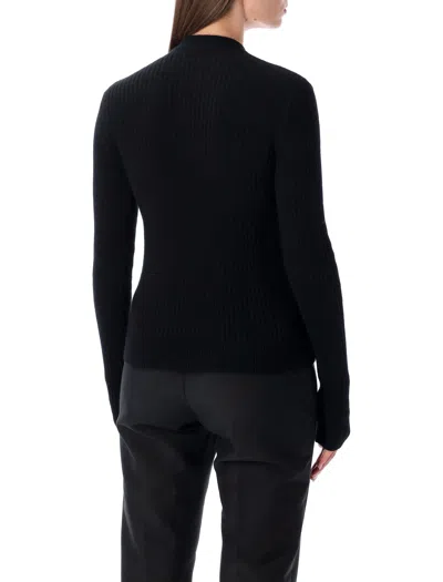 Balmain Black Ribbed Wool Sweater With Gold Buttons In Black