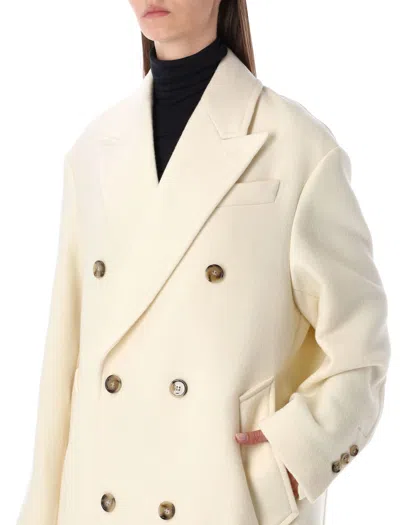 Ami Alexandre Mattiussi Ami Paris Ami Paris Wool Double-breasted Long Coat In Neutral