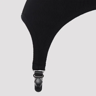 Jean Paul Gaultier Ribbed Cotton Lingerie Garter Top In Black