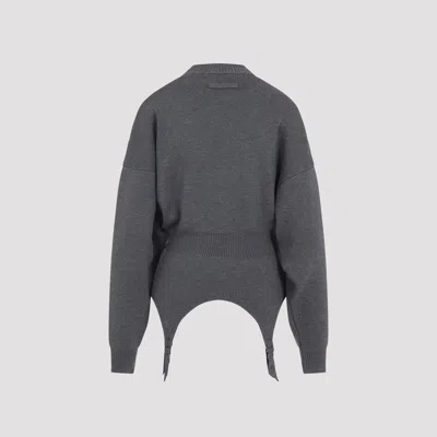 Jean Paul Gaultier High Neck Bat Sleeves Lingerie Garter Pullover Sweater In Gray