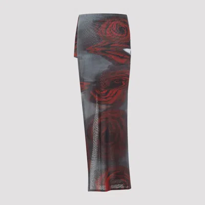 Jean Paul Gaultier Blurry Roses Asymmetric Midi Skirt In Multi