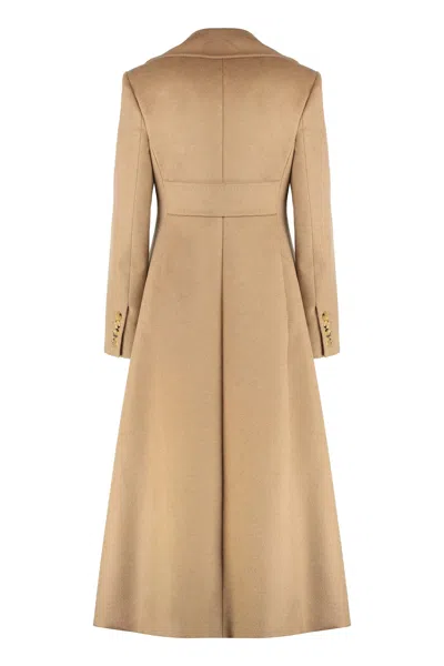 Max Mara Lepanto Long Double-breasted Coat In Brown