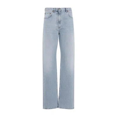 Valentino Straight Trousers With Pockets And Belt Loops In Blue