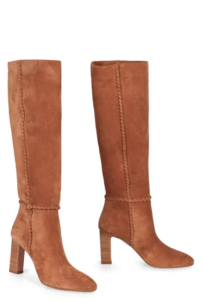 Aquazzura Indy Suede Boots In Brown