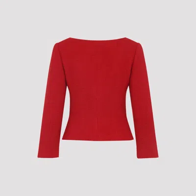 Valentino Short Jacket In Plain Wool Tweed In Red