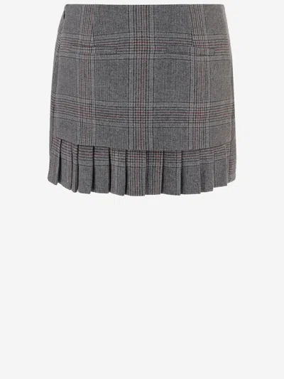 The Garment Wool Blend Skirt With Check Pattern In Gray