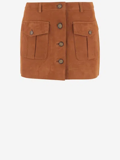 The Garment Mini Suede Skirt With Pockets In Brown