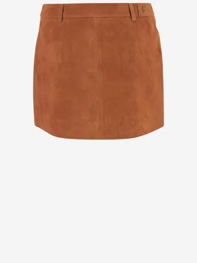 The Garment Mini Suede Skirt With Pockets In Brown