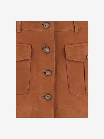 The Garment Mini Suede Skirt With Pockets In Brown