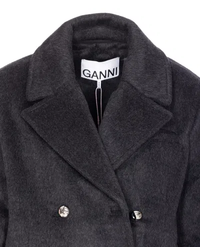 Ganni Double Faced Jacket In Gray
