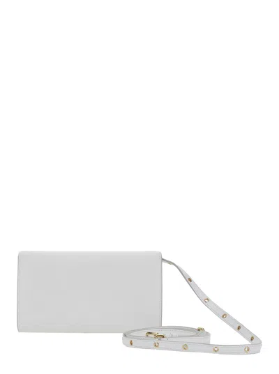 Dolce & Gabbana 3.5 White Clutch Bag With Metallic Dg Logo On The Front In Leather Woman In White