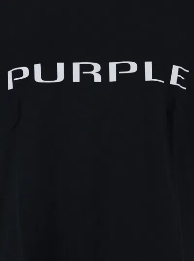 Purple Brand Black Crewneck T-shirt With Logo Lettering On The Front In Cotton Man In Black