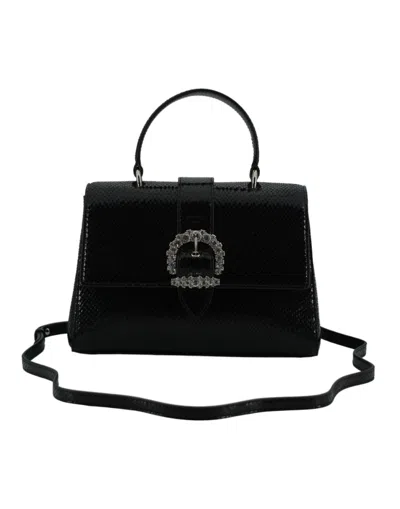 Jimmy Choo Black Leather Top Handle Shoulder Bag In Black