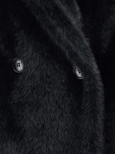 Twinset Black Coat With Classic Lapels In Faux Fur Woman In Black