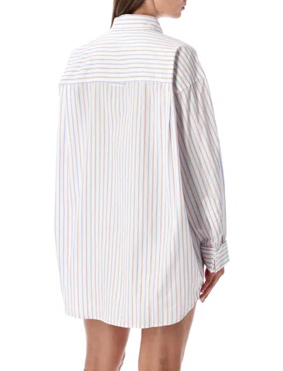 Remain Birger Christensen Relaxed Fit Striped Cotton Shirt In White